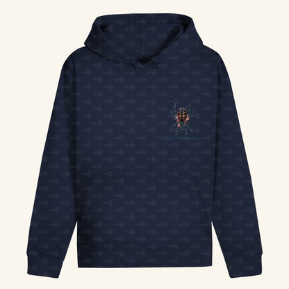 Unisex Bio Hoodie mit Bauchtasche | Brasilianische Juwelvogelspinne Typhochlaena seladonia