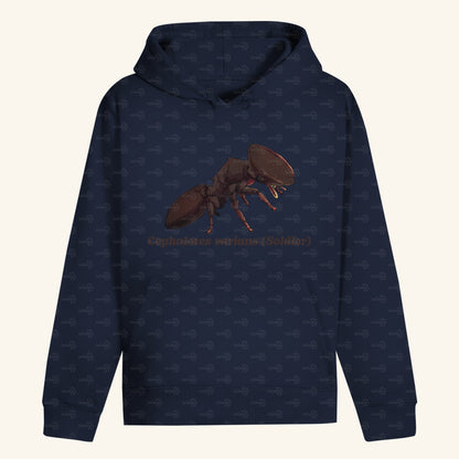 Unisex Bio Hoodie mit Bauchtasche | Schildkrötenameise Cephalotes varians soldier