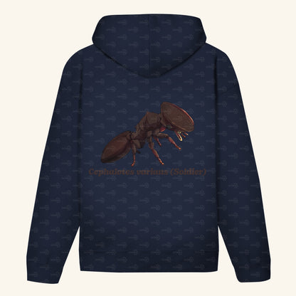 Unisex Bio Hoodie mit Bauchtasche | Schildkrötenameise Cephalotes varians soldier