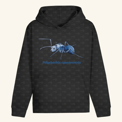 Unisex Bio Hoodie mit Bauchtasche | Blau schillernde Schuppenameise Polyrhachis cyaniventris