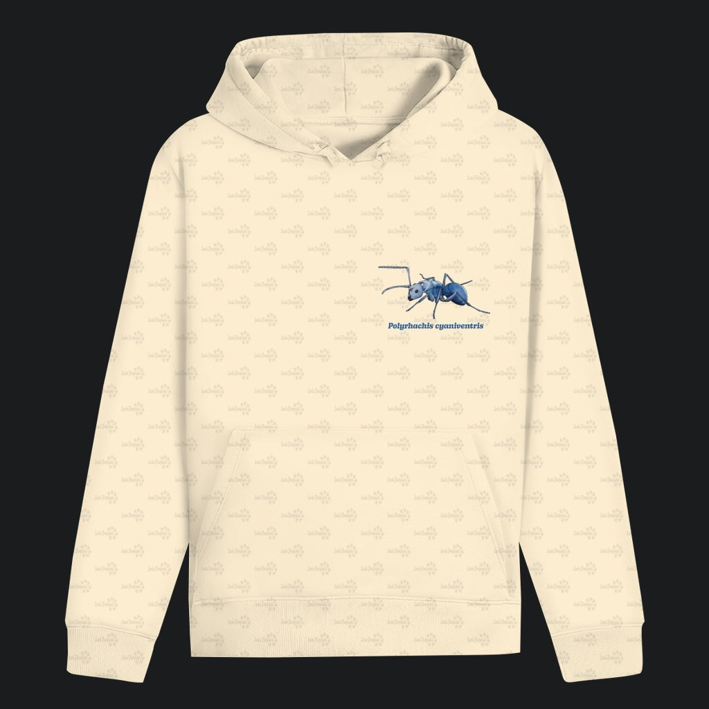 Unisex Bio Hoodie mit Bauchtasche | Blau schillernde Schuppenameise Polyrhachis cyaniventris