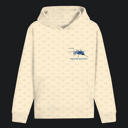 Unisex Bio Hoodie mit Bauchtasche | Blau schillernde Schuppenameise Polyrhachis cyaniventris