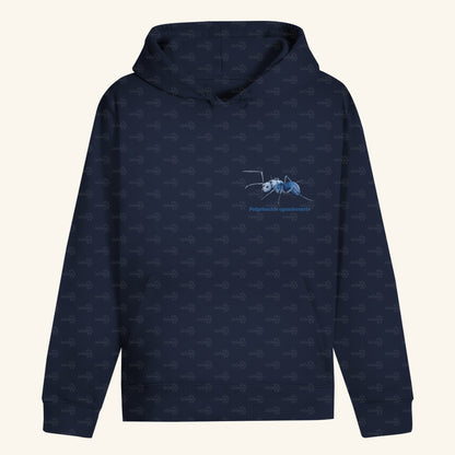 Unisex Bio Hoodie mit Bauchtasche | Blau schillernde Schuppenameise Polyrhachis cyaniventris