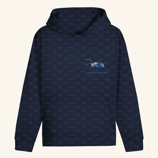 Unisex Bio Hoodie mit Bauchtasche | Blau schillernde Schuppenameise Polyrhachis cyaniventris