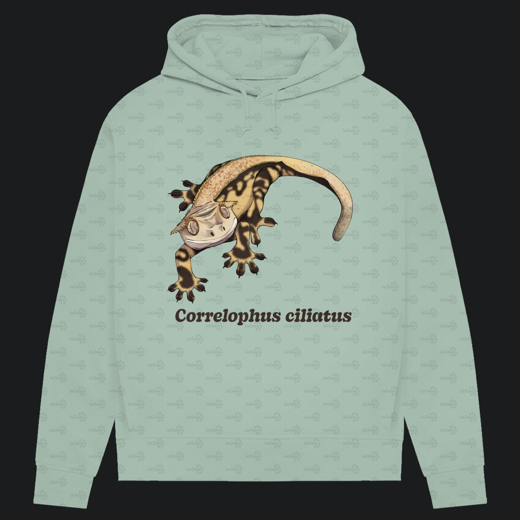 Damen Bio Hoodie mit Seitentaschen | Kronengecko | Crested Gecko | Correlophus ciliatus