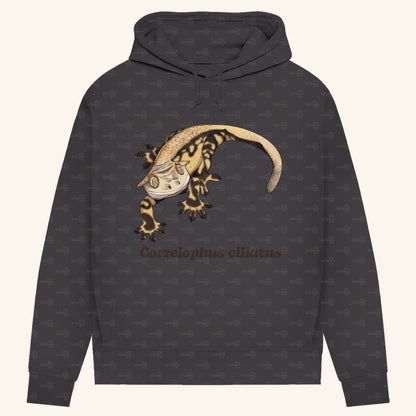Damen Bio Hoodie mit Seitentaschen | Kronengecko | Crested Gecko | Correlophus ciliatus