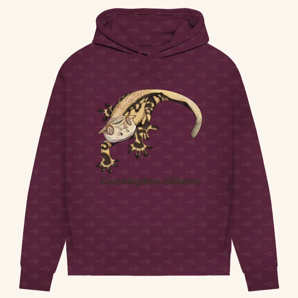 Damen Bio Hoodie mit Seitentaschen | Kronengecko | Crested Gecko | Correlophus ciliatus