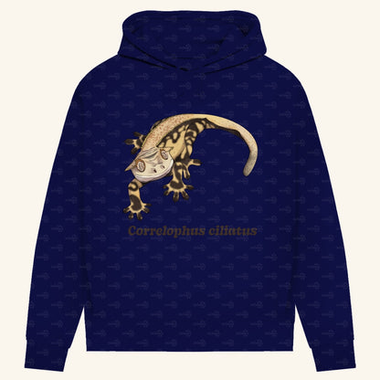 Damen Bio Hoodie mit Seitentaschen | Kronengecko | Crested Gecko | Correlophus ciliatus