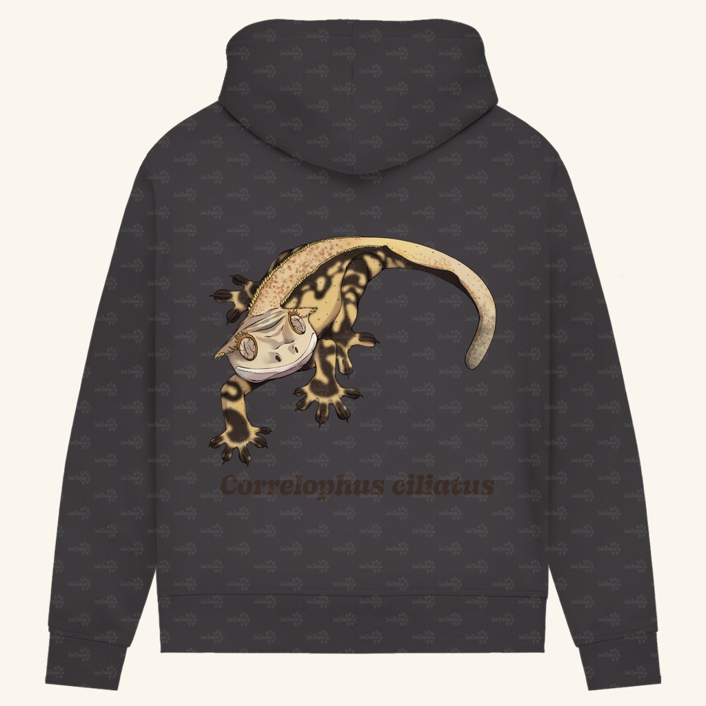Damen Bio Hoodie mit Seitentaschen | Kronengecko | Crested Gecko | Correlophus ciliatus