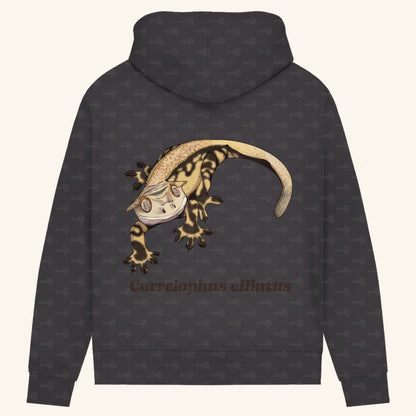 Damen Bio Hoodie mit Seitentaschen | Kronengecko | Crested Gecko | Correlophus ciliatus