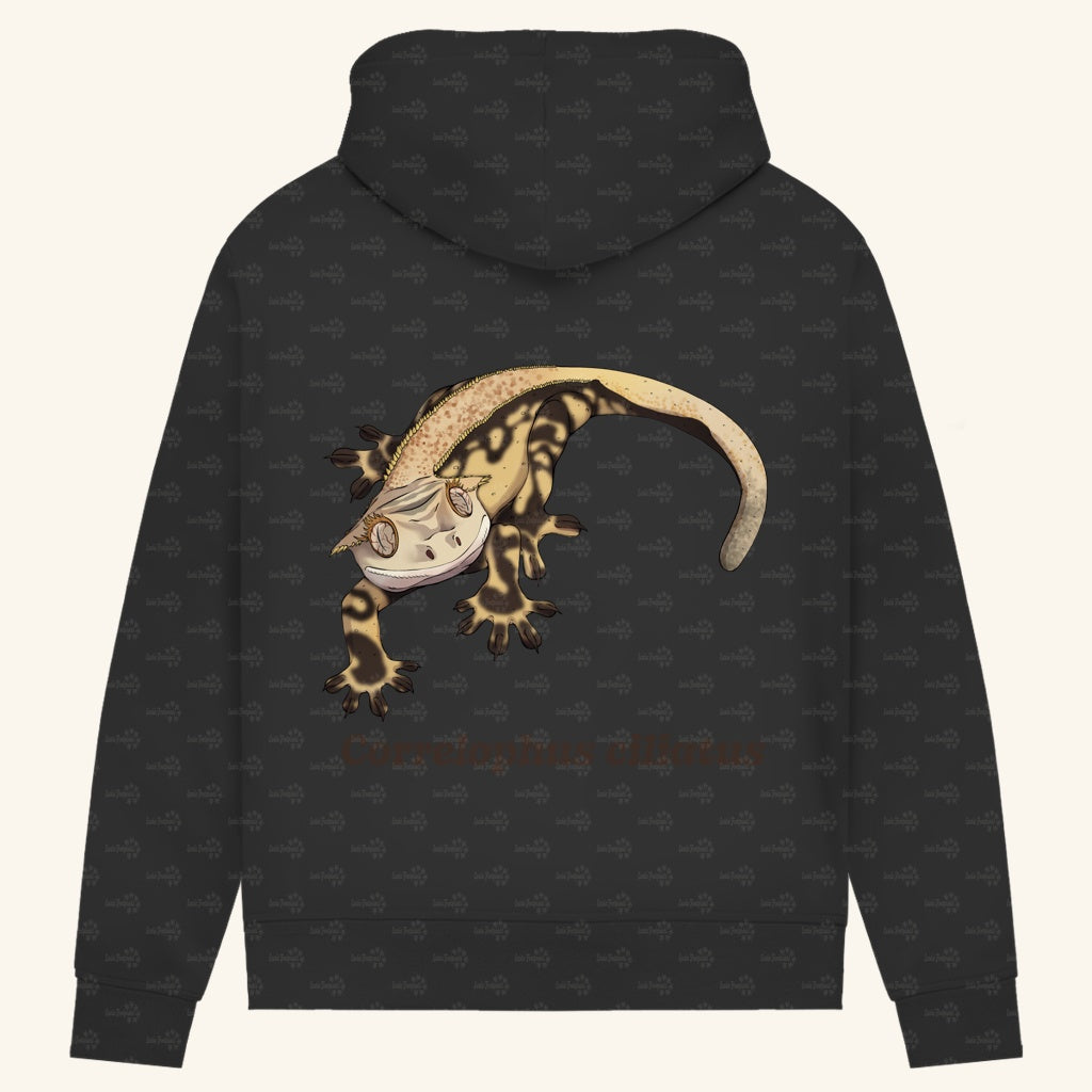Damen Bio Hoodie mit Seitentaschen | Kronengecko | Crested Gecko | Correlophus ciliatus