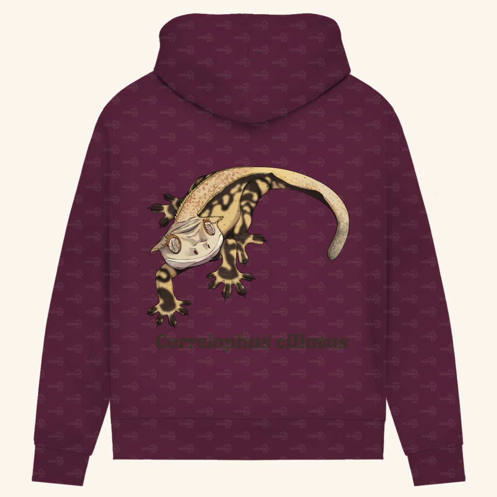 Damen Bio Hoodie mit Seitentaschen | Kronengecko | Crested Gecko | Correlophus ciliatus