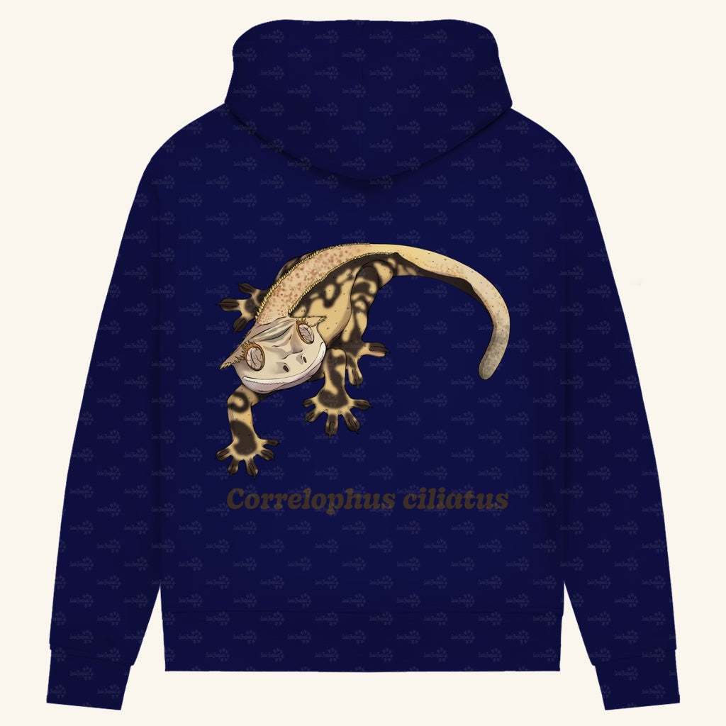 Damen Bio Hoodie mit Seitentaschen | Kronengecko | Crested Gecko | Correlophus ciliatus