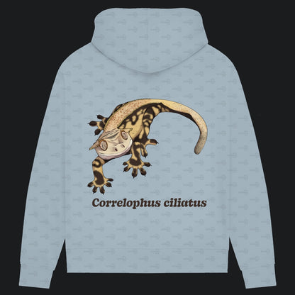 Damen Bio Hoodie mit Seitentaschen | Kronengecko | Crested Gecko | Correlophus ciliatus