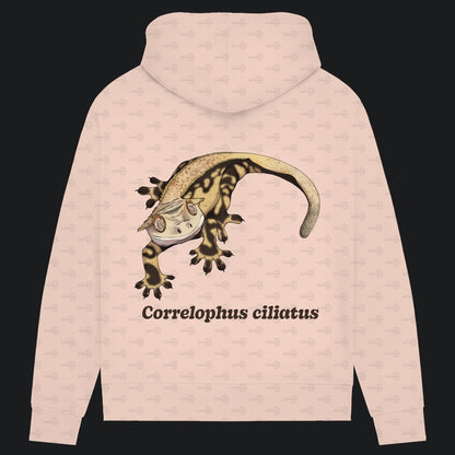 Damen Bio Hoodie mit Seitentaschen | Kronengecko | Crested Gecko | Correlophus ciliatus