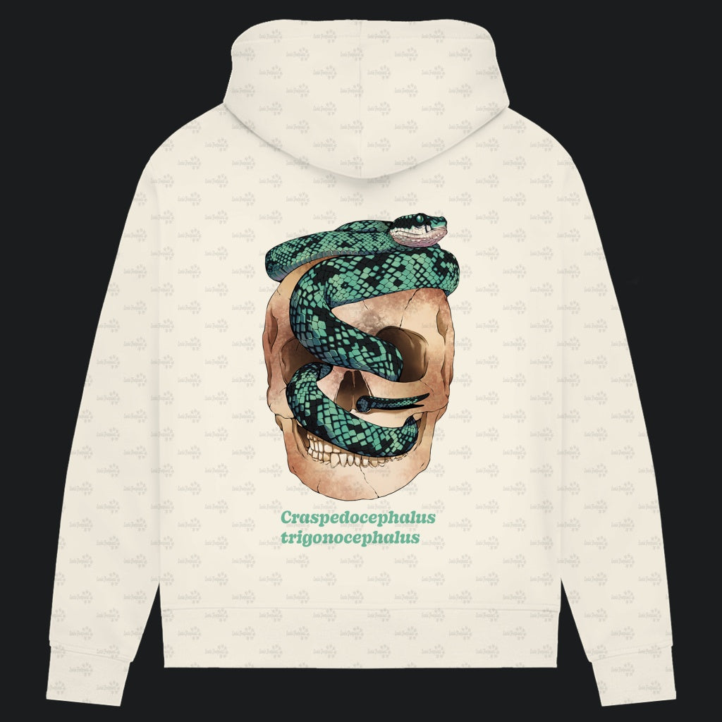 Damen Bio Hoodie mit Seitentaschen | Ceylon-Lanzenotter  Craspedocephalus trigonocephalus