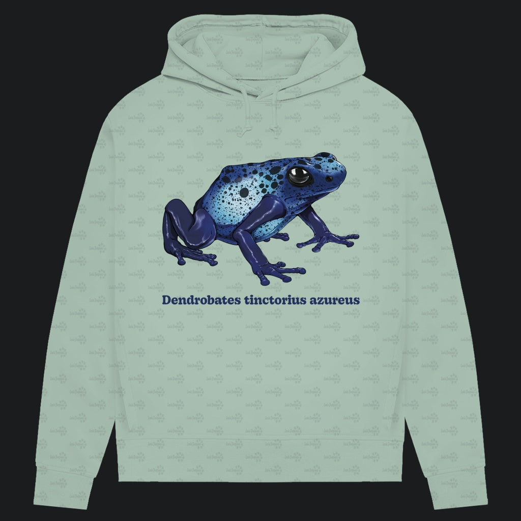 Damen Bio Hoodie mit Seitentaschen | Azurblauer Baumsteiger Dendrobates tinctorius azureus