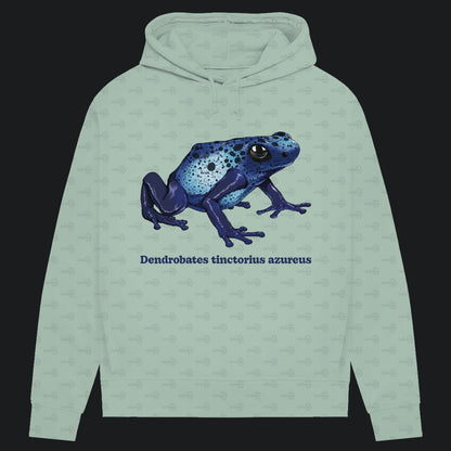 Damen Bio Hoodie mit Seitentaschen | Azurblauer Baumsteiger Dendrobates tinctorius azureus