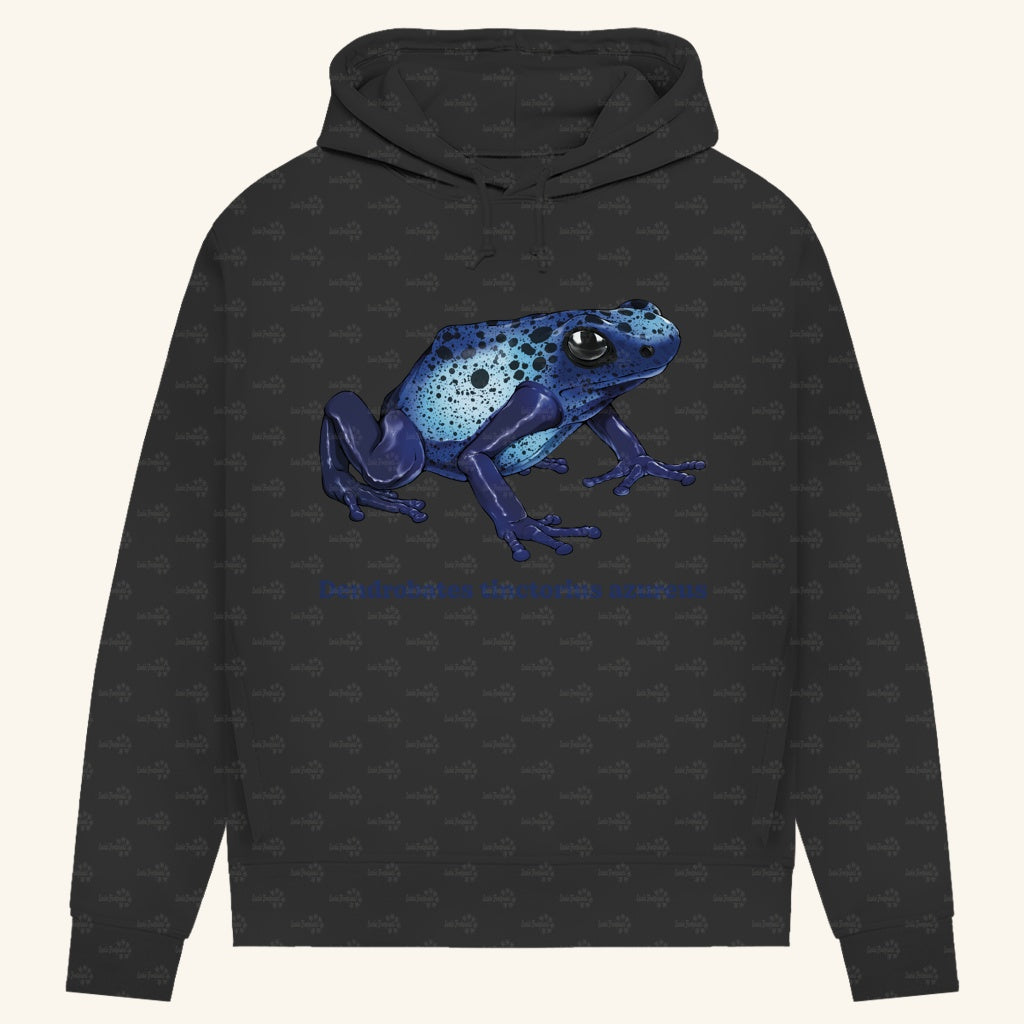 Damen Bio Hoodie mit Seitentaschen | Azurblauer Baumsteiger Dendrobates tinctorius azureus