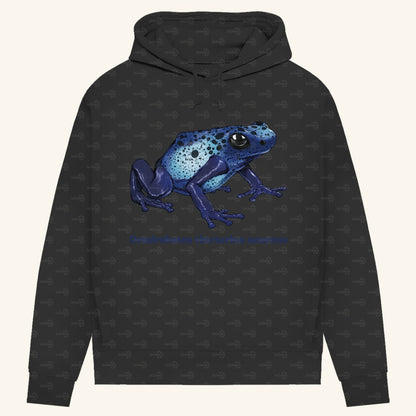 Damen Bio Hoodie mit Seitentaschen | Azurblauer Baumsteiger Dendrobates tinctorius azureus