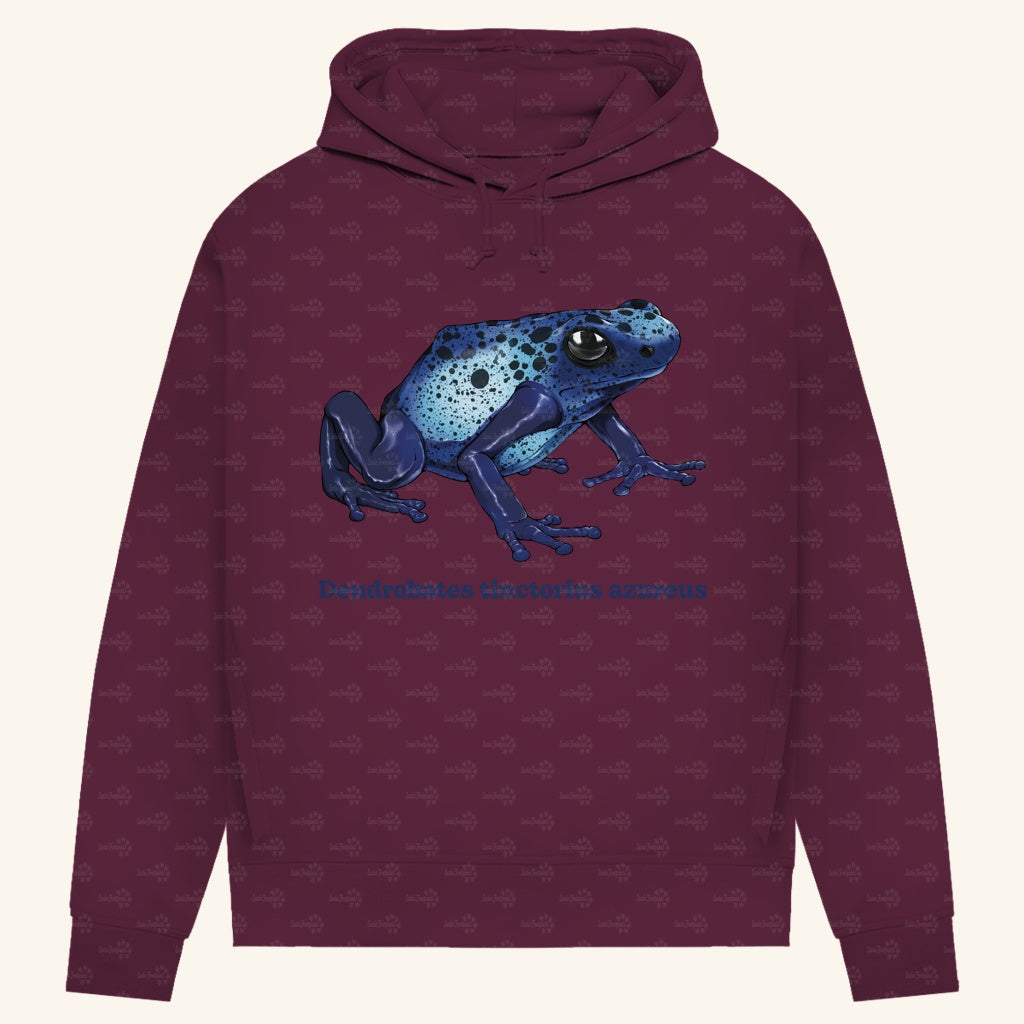 Damen Bio Hoodie mit Seitentaschen | Azurblauer Baumsteiger Dendrobates tinctorius azureus