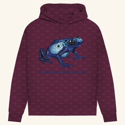 Damen Bio Hoodie mit Seitentaschen | Azurblauer Baumsteiger Dendrobates tinctorius azureus