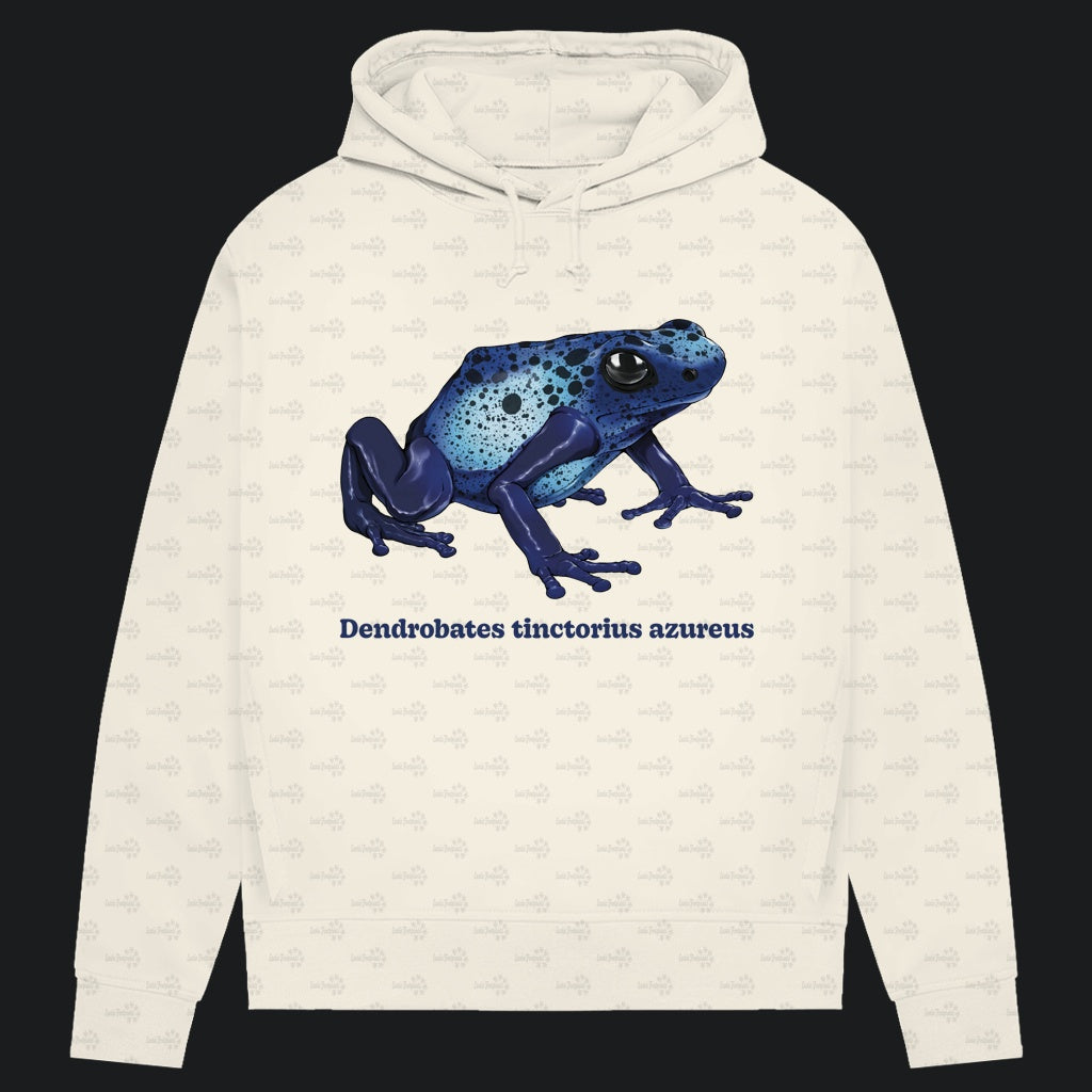 Damen Bio Hoodie mit Seitentaschen | Azurblauer Baumsteiger Dendrobates tinctorius azureus