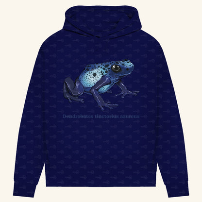 Damen Bio Hoodie mit Seitentaschen | Azurblauer Baumsteiger Dendrobates tinctorius azureus
