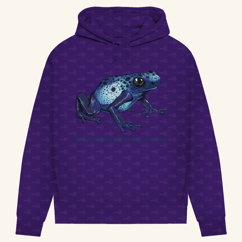 Damen Bio Hoodie mit Seitentaschen | Azurblauer Baumsteiger Dendrobates tinctorius azureus