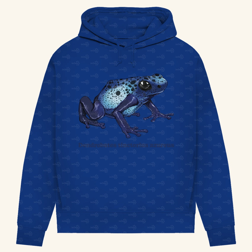 Damen Bio Hoodie mit Seitentaschen | Azurblauer Baumsteiger Dendrobates tinctorius azureus