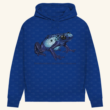 Damen Bio Hoodie mit Seitentaschen | Azurblauer Baumsteiger Dendrobates tinctorius azureus