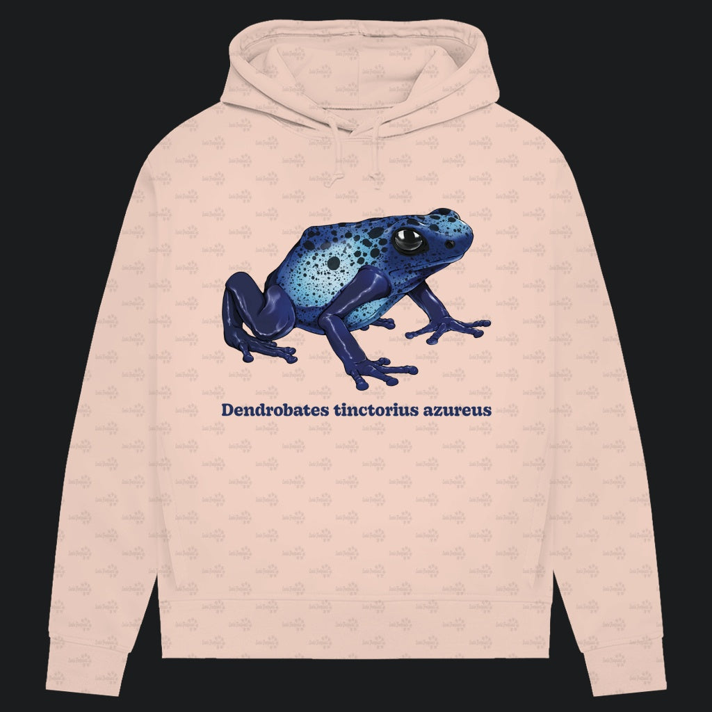 Damen Bio Hoodie mit Seitentaschen | Azurblauer Baumsteiger Dendrobates tinctorius azureus