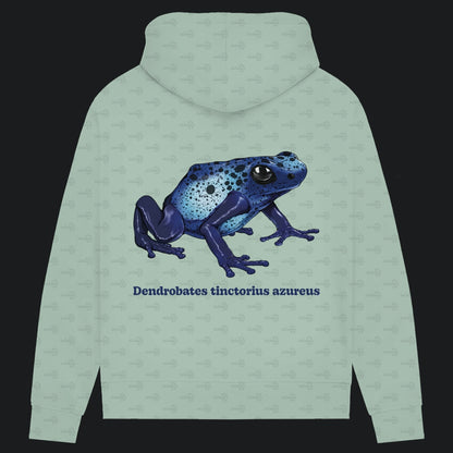 Damen Bio Hoodie mit Seitentaschen | Azurblauer Baumsteiger Dendrobates tinctorius azureus