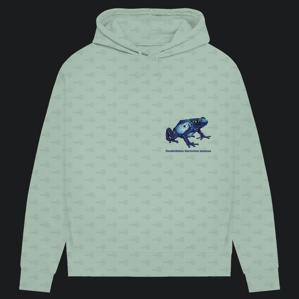 Damen Bio Hoodie mit Seitentaschen | Azurblauer Baumsteiger Dendrobates tinctorius azureus