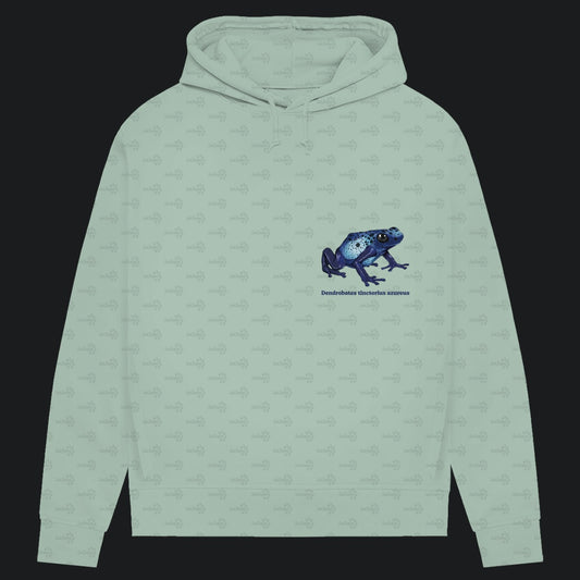 Damen Bio Hoodie mit Seitentaschen | Azurblauer Baumsteiger Dendrobates tinctorius azureus