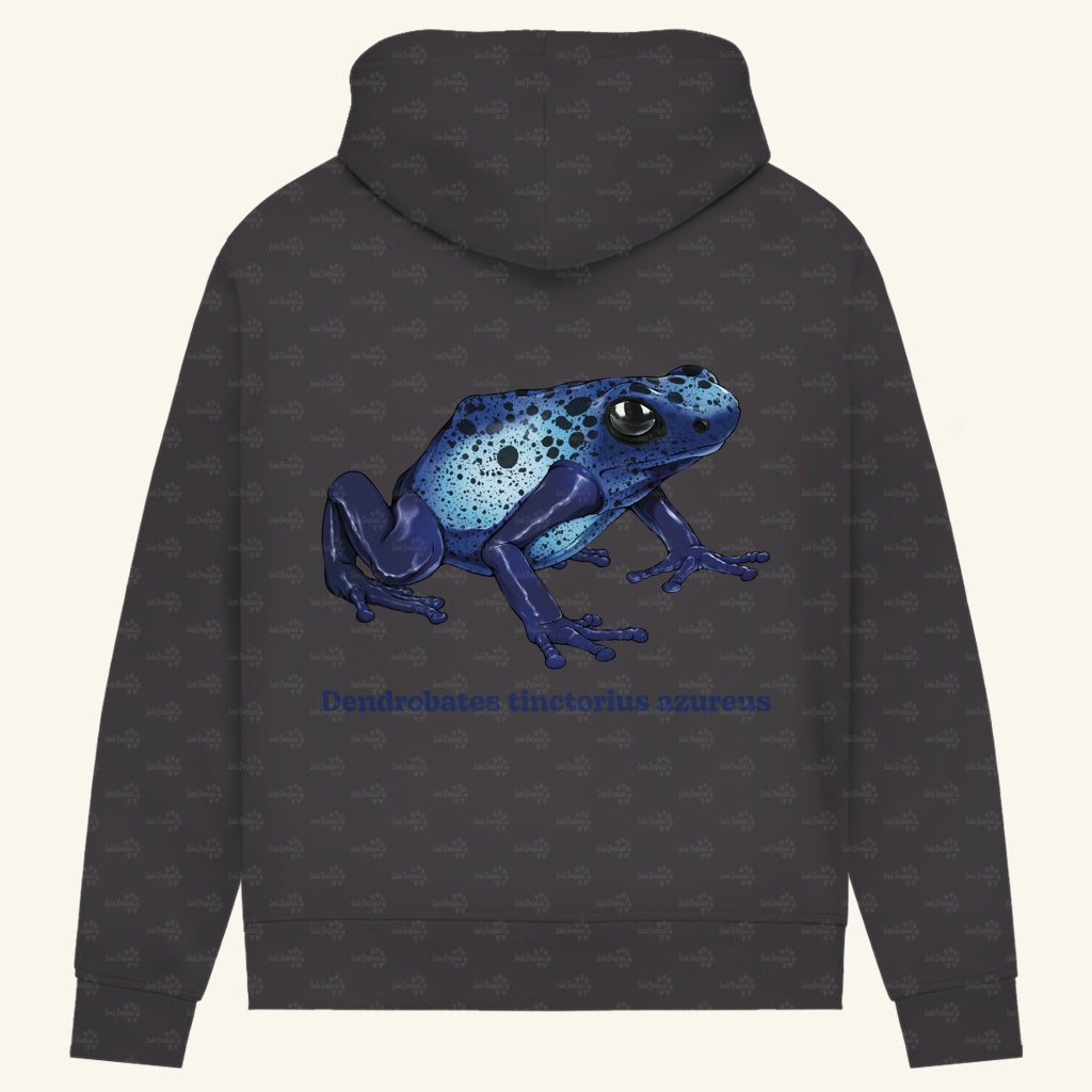 Damen Bio Hoodie mit Seitentaschen | Azurblauer Baumsteiger Dendrobates tinctorius azureus