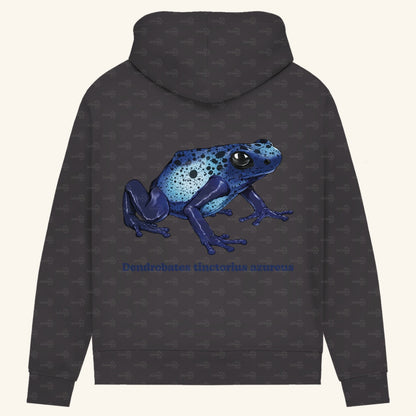 Damen Bio Hoodie mit Seitentaschen | Azurblauer Baumsteiger Dendrobates tinctorius azureus