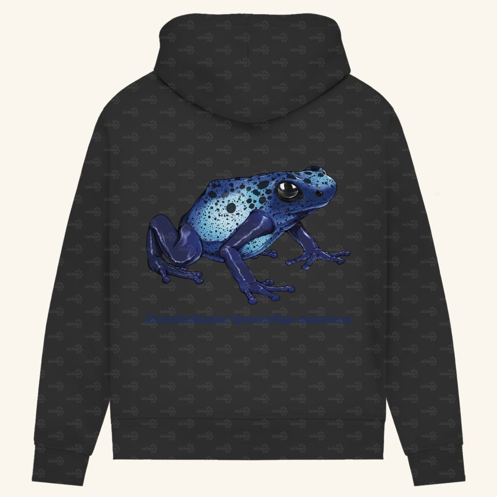 Damen Bio Hoodie mit Seitentaschen | Azurblauer Baumsteiger Dendrobates tinctorius azureus