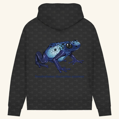 Damen Bio Hoodie mit Seitentaschen | Azurblauer Baumsteiger Dendrobates tinctorius azureus