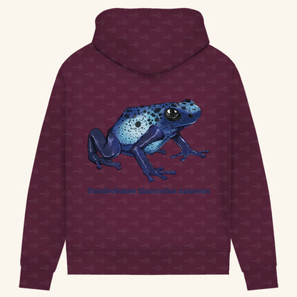 Damen Bio Hoodie mit Seitentaschen | Azurblauer Baumsteiger Dendrobates tinctorius azureus