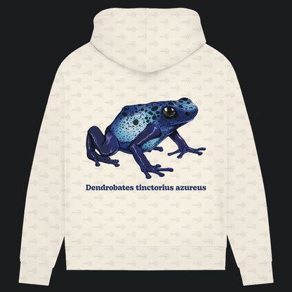 Damen Bio Hoodie mit Seitentaschen | Azurblauer Baumsteiger Dendrobates tinctorius azureus