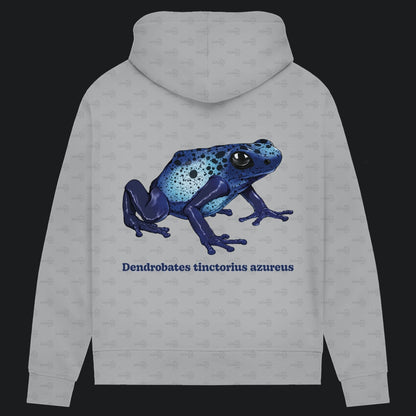 Damen Bio Hoodie mit Seitentaschen | Azurblauer Baumsteiger Dendrobates tinctorius azureus