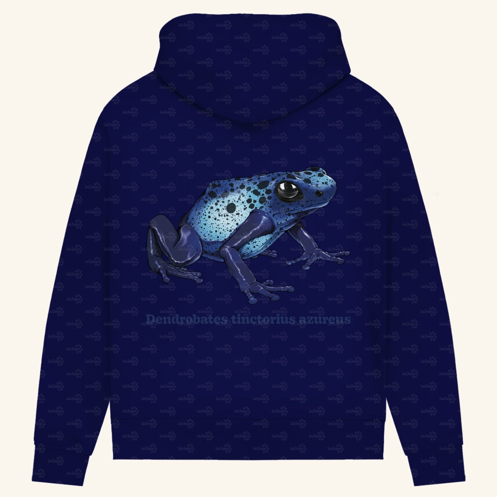 Damen Bio Hoodie mit Seitentaschen | Azurblauer Baumsteiger Dendrobates tinctorius azureus