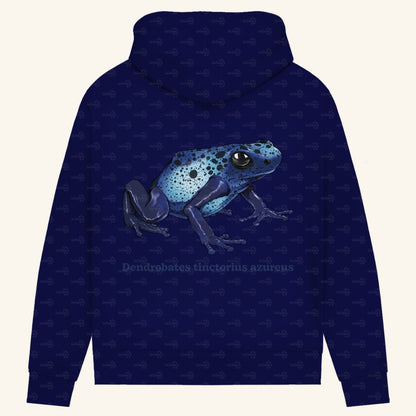 Damen Bio Hoodie mit Seitentaschen | Azurblauer Baumsteiger Dendrobates tinctorius azureus