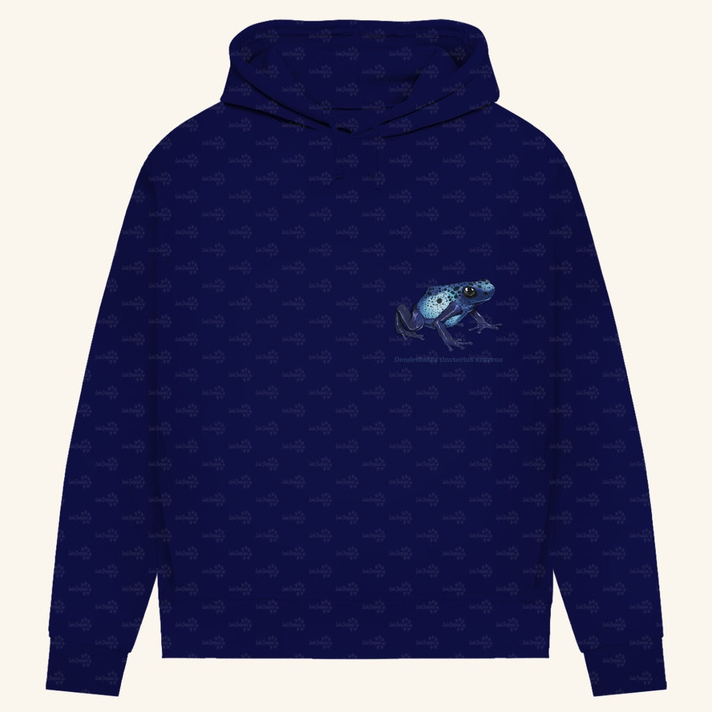 Damen Bio Hoodie mit Seitentaschen | Azurblauer Baumsteiger Dendrobates tinctorius azureus