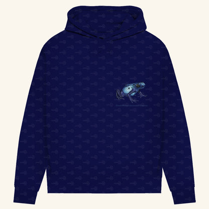 Damen Bio Hoodie mit Seitentaschen | Azurblauer Baumsteiger Dendrobates tinctorius azureus