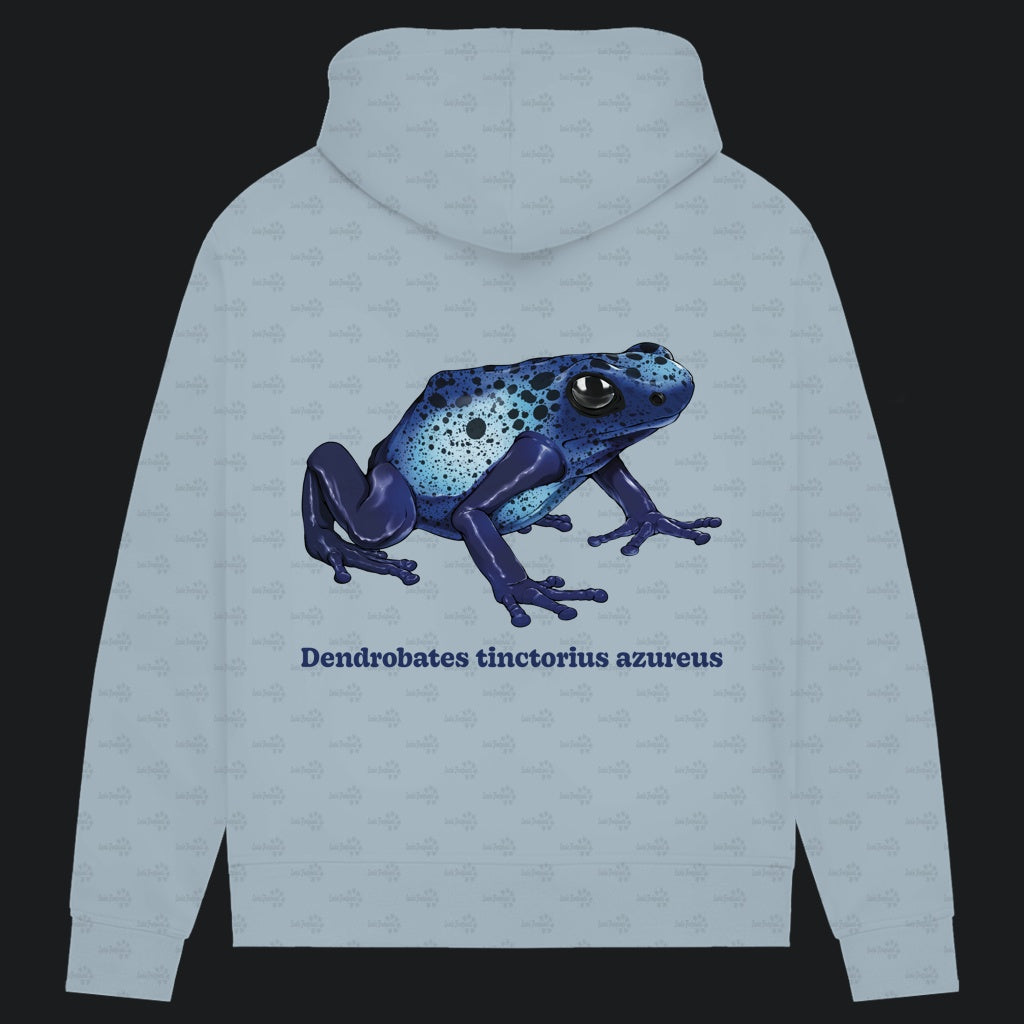 Damen Bio Hoodie mit Seitentaschen | Azurblauer Baumsteiger Dendrobates tinctorius azureus