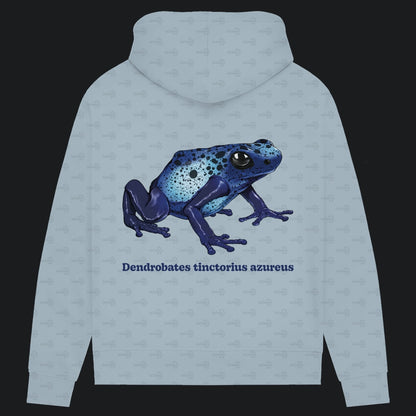 Damen Bio Hoodie mit Seitentaschen | Azurblauer Baumsteiger Dendrobates tinctorius azureus