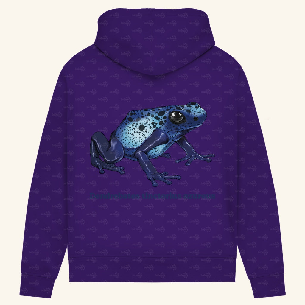 Damen Bio Hoodie mit Seitentaschen | Azurblauer Baumsteiger Dendrobates tinctorius azureus