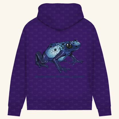 Damen Bio Hoodie mit Seitentaschen | Azurblauer Baumsteiger Dendrobates tinctorius azureus